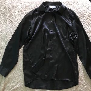 black satin dress shirt